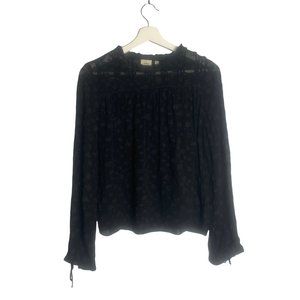Aritzia Wilfred Lourdes Black Spotted Blouse Size XS Flowy Feminine